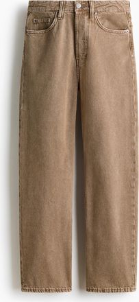 H&M Straight High Waist Ankle Jeans - Brown