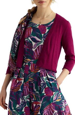 Seasalt Cornwall Vanessa Open Front Organic Cotton Crop Cardigan in Knit Melange Dark Freesia at Nordstrom, Size 10