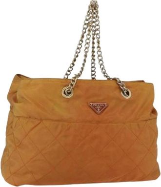 Prada Pre-owned Shoulder Bags, female, Orange, Size: ONE SIZE Pre-owned Vintage Nylon Shoulder Bag