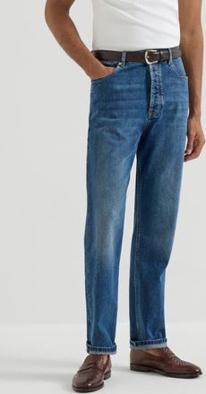 Brunello Cucinelli Comfort denim trousers in Medium Denim at Nordstrom, Size 60 It