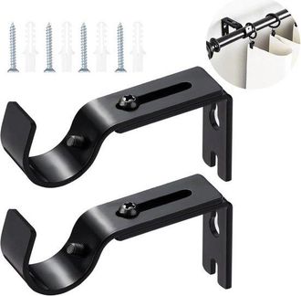 No Brand Soportes Ajustables Para Barra De Cortina - Para Di&aacute;metros De 20-25 Mm - Soporte De Pared Ajustable - Con Fijaci&oacute;n Mediante Tornillo Retr&aacute;ctil - Dormi