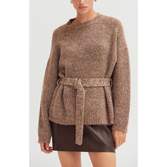 Crescent Belted Tunic Sweater in Brown at Nordstrom, Size Small