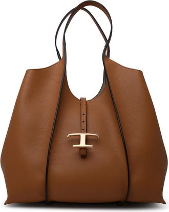 Tod's Tods Zeitlose braune Lear-Einkaufstasche
