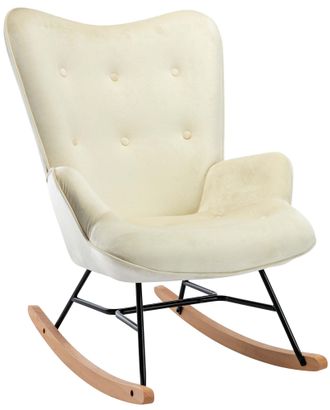 Clp Clp - Silla Mecedora Sanka En Terciopelo Crema