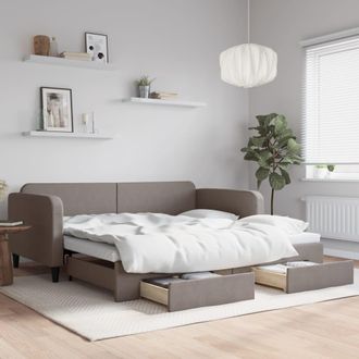 vidaXL Vidaxl - Sof&aacute; Cama Nido Con Cajones Tela Gris Taupe 100x200 Cm