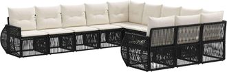 vidaXL Conjunto De Sof&aacute;s De Jard&iacute;n 11 Uds. Negro Y Blanco Crema Vidaxl