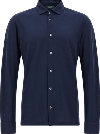 Zanone Ice Cotton Shirt - Heren - Casual Overhemden - Blauw - S - Katoen - Overhemden