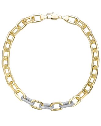 Rachel Glauber 14K Plated Cz Link Necklace
