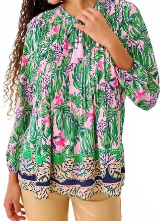 Lilly Pulitzer Marilina Tunic Top In Conch Shell Pink Roaring With Joy
