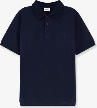 Saint Laurent Polo in cotone piqu&eacute; con ricamo Cassandre - SAINT LAURENT - gender_Man