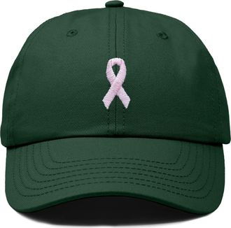 Dalix Pink Ribbon Dad Cap in Dark Green at Nordstrom