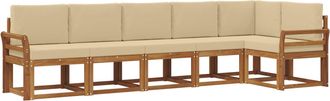 vidaXL Conjunto De Sof&aacute;s De Exterior 6 Uds. Natural Y Beige Vidaxl