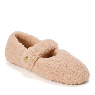 Dearfoams Maryanne Luxe Teddy Maryjane Slipper in Latte at Nordstrom, Size X-Large M