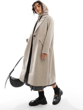 Only Cappotto elegante taglio lungo color tortora mélange-Marrone