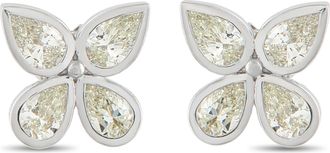 Luxury Bazaar 18K White Gold 2.55ct Diamond Four-Petal Earrings AER-19966-2
