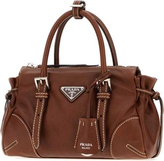 Prada Womens Brown Leather Small Prada Karin Handbag Palissandro Borse A Mano Bag