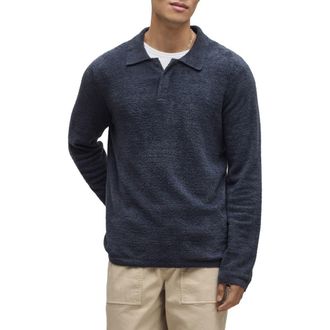 Barefoot Dreams CozyChic Lite Long Sleeve Polo Shirt in Indigo at Nordstrom, Size Xx-Large