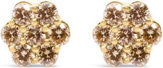 House of Brilliance 14K Yellow Gold 1.0 Ct Diamond Floral Stud Earrings at Nordstrom