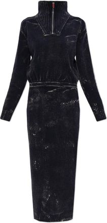 Diesel M-Marcelle Wool Dress - Dames - Kleedjes - Zwart - L - Wol - Kleedjes