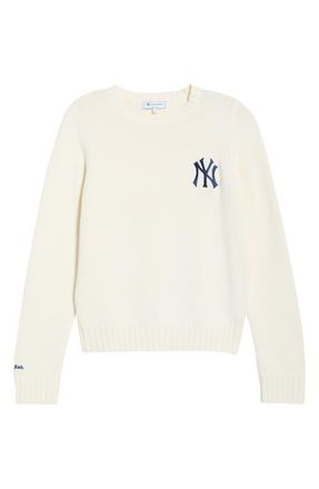 Sporty & Rich Heritage Yankees Serif Crewneck Sweater in Ecru at Nordstrom, Size X-Small