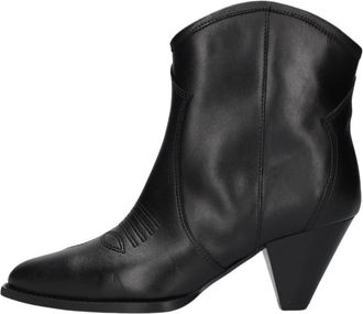 Toral Shoes Zwarte Western Stijl Enkellaarzen - Dames - Cowboylaarzen - Zwart - 37 EU - Leer - Schoenen