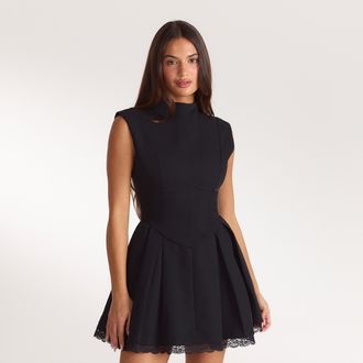Lounge Geplooide mini-jurk met getailleerde pasvorm - Zwart - 36