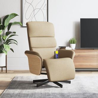 vidaXL Vidaxl - Sill&oacute;n Reclinable De Masaje Con Reposapi&eacute;s Tela Color Crema
