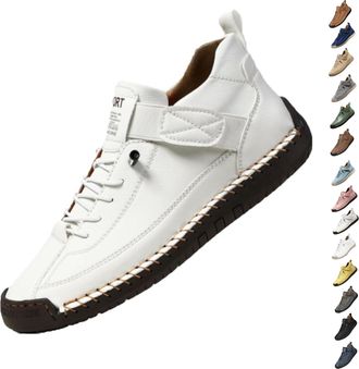 Generic Emiline Comfortable Orthopedic Sneakers, Flat Shoes with Arch Support, Handmade Leather Comfy Shoes (White,10.5)