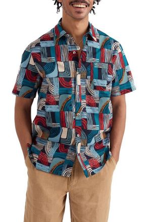 Seasalt Cornwall Godrev Print Organic Cotton Shirt in Drawn Shapes Sketch Inkwell at Nordstrom, Size Xx-Large