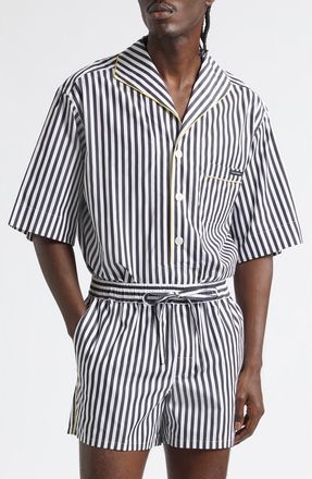 Dolce & Gabbana Stripe Cotton & Silk Poplin Pajama Shirt in S8057 Rigato at Nordstrom, Size 41