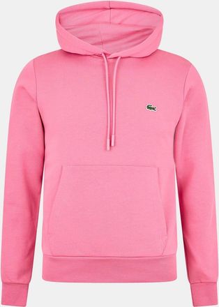 Lacoste Mens Hooded Neck Long Sleeve Sweatshirt with Kangaroo Pocket in Reseda Pink - Size X-Small