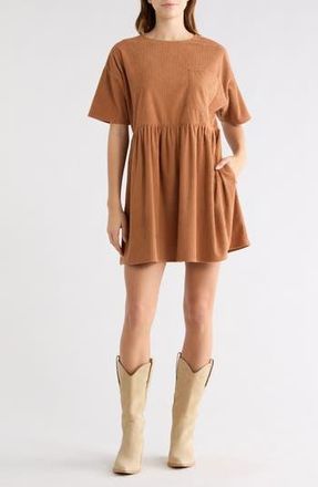 Wishlist Corduroy Shift Minidress in Camel at Nordstrom Rack, Size Large