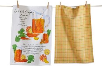 Tag Carrot Ginger Juice Kitchen Towel Set of 2 Cotton Dishtowels in Orange at Nordstrom