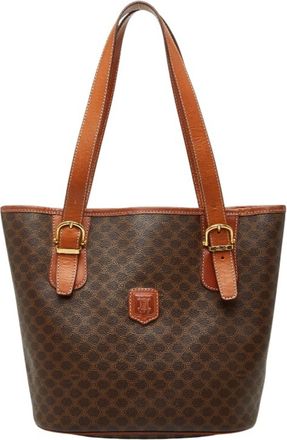 Celine Macadam Brown Pvc Leather Handbag Tote Bag (Pre-Owned)