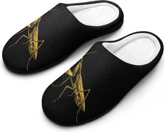 Generic Praying Mantis Insect Mens Cozy Cotton Slippers with Memory Foam Lightweight Anti-skid House Shoes for Indoor Outdoor