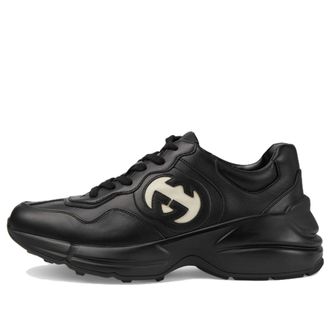 Gucci (WMNS) Gucci Rhyton Leather Sneakers Black White 757887-UPG70-1057