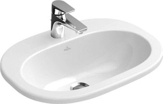 Villeroy & Boch Villeroy&boch - O.novo, Lavabos Sobre Encimera, 560 X 405 Mm, Ovalado, Para Grifer&iacute;a De 3 Orificios, Orificio Central Perforado, Sin Rebosadero, Porce