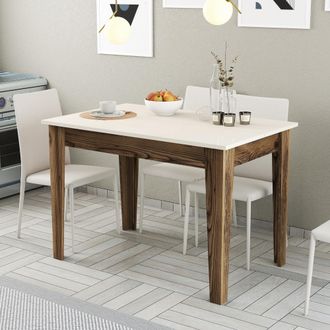 Dmora Mesa Fija Zane, 6 Plazas, Forma Rectangular, Soporta 120 Kg, 110x72x75h Cm, Color Nogal Marr&oacute;n