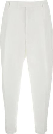 Dolce & Gabbana Broeken, Heren, Wit, L, Linnen, Witte Linnen Broek met Omgeslagen Zoom