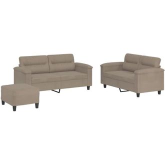 vidaXL Juego De Sof&aacute;s Con Cojines 3 Piezas Tela Microfibra Gris Taupe Vidaxl