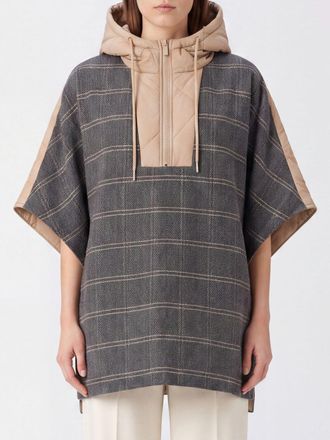 Twinset Short Plaid Cape with Hood and Zip