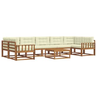 vidaXL Conjunto De Sof&aacute;s De Exterior Con Coj&iacute;n 8 Pcs Natural Y Crema Vidaxl