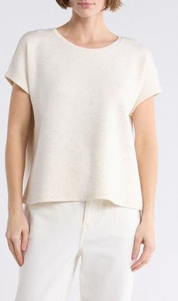 T Tahari Extended Shoulder Crewneck Scuba Knit T-Shirt in Oatmeal Fleck at Nordstrom Rack, Size X-Large