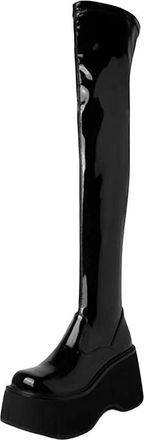 Generic Womens Leather Pointed Toe Hollow Out Slip On Fashion Long Shoes