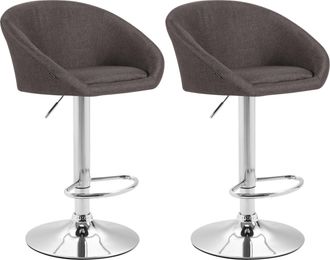 Clp Clp - Set 2x Taburetes De Bar Miami En Tela Cromado Gris Oscuro