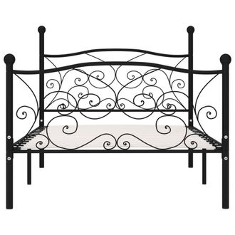 Berkfield Home Elegant Bed Frame with Slatted Base Black Metal 100x200 cm