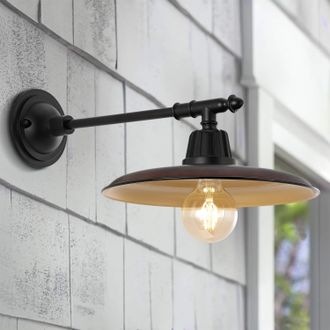 Jonathan Y Designs Bonner 12 1-Light Farmhouse Industrial Indoor/Outdoor Iron LED Victorian Arm Outdoor Sconce