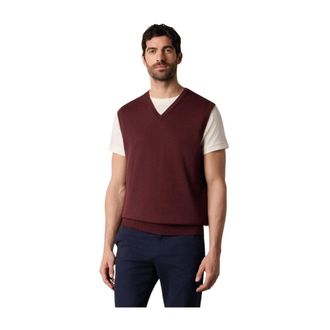 Brooks Brothers V-Neck Knit Vest - male - Brooks Brothers - Sleeveless Jumpers - Red - 2XL - Knitwear