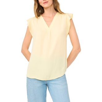 Vince Camuto Ruffle Sleeve Satin Top in Lemon Cream at Nordstrom Rack, Size X-Large