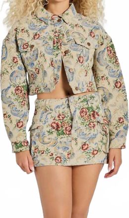 American Bazi Hazel Jacquard Crop Jacket In Multi